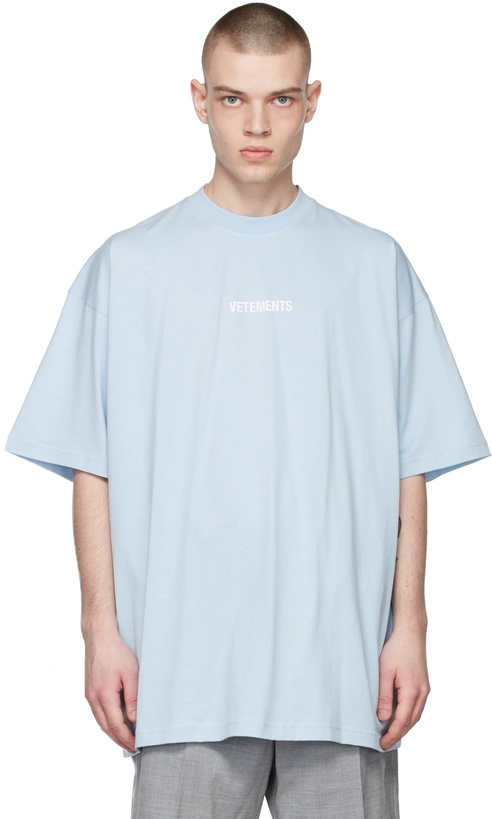 Photo: VETEMENTS Blue Logo Label T-Shirt