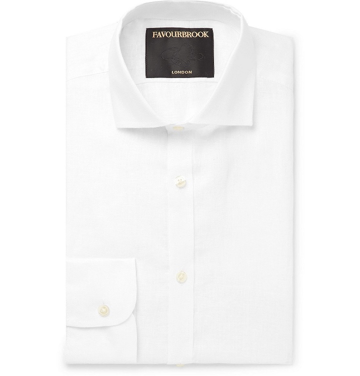 Photo: Favourbrook - Slim-Fit Cutaway-Collar Slub Linen Shirt - White