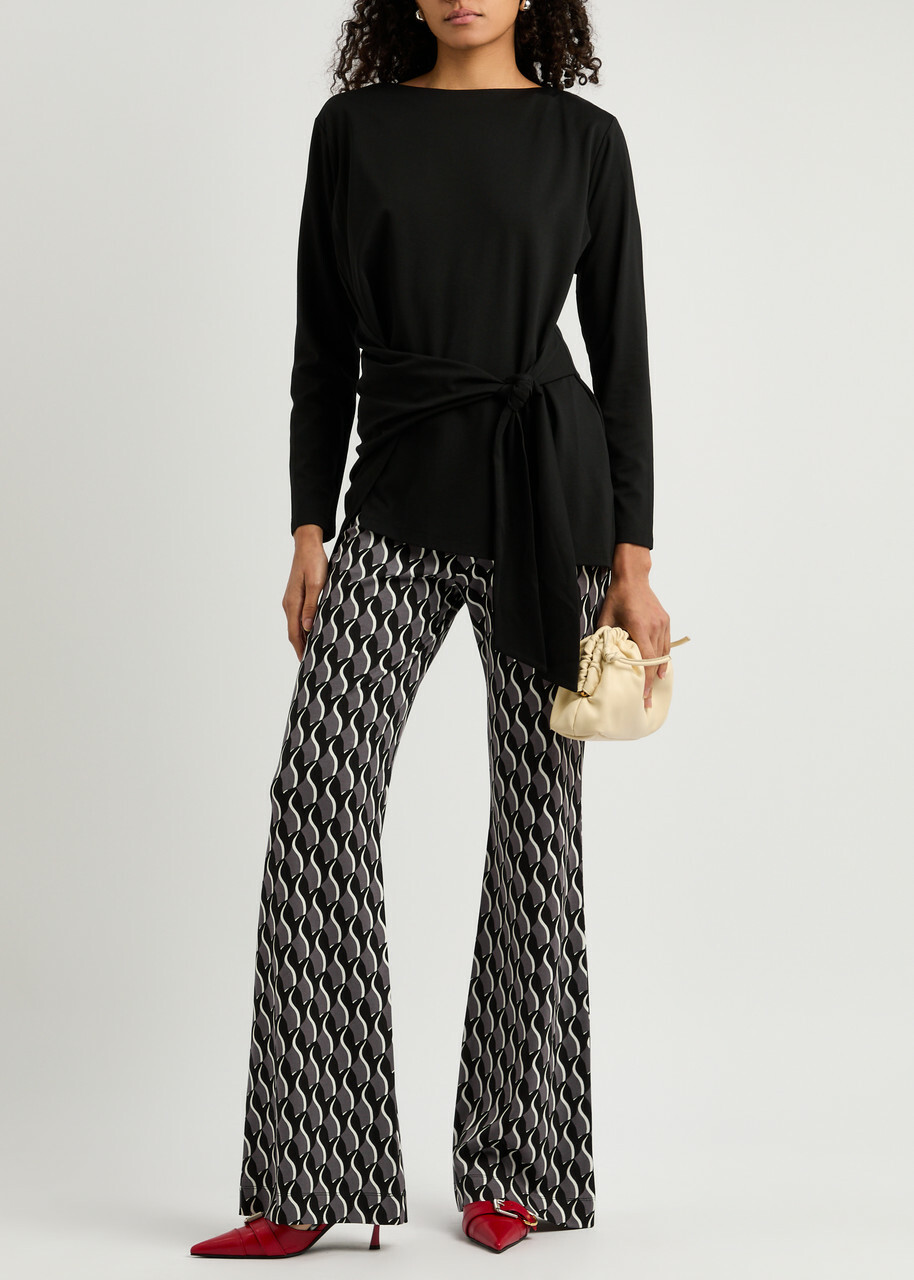 Diane Von Furstenberg Rosalind Wrap-effect Jersey top Black