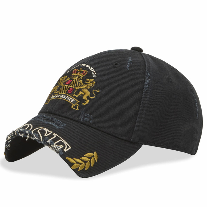 Photo: Martine Rose Women's Cut Peak Cap in Black Washed 