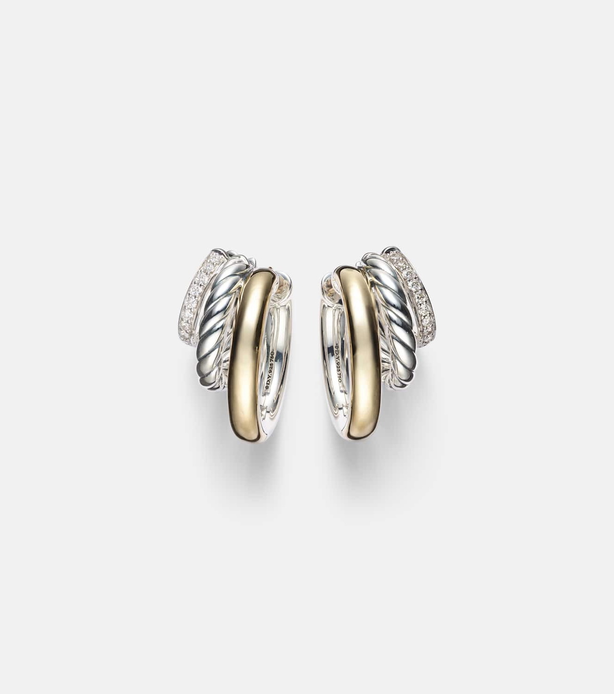 David Yurman DY Mercer® 18kt gold and sterling silver hoop earrings with diamonds
