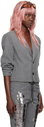 I'm Sorry by Petra Collins SSENSE Exclusive Gray Mimi Wade Edition Shrunken Blazer