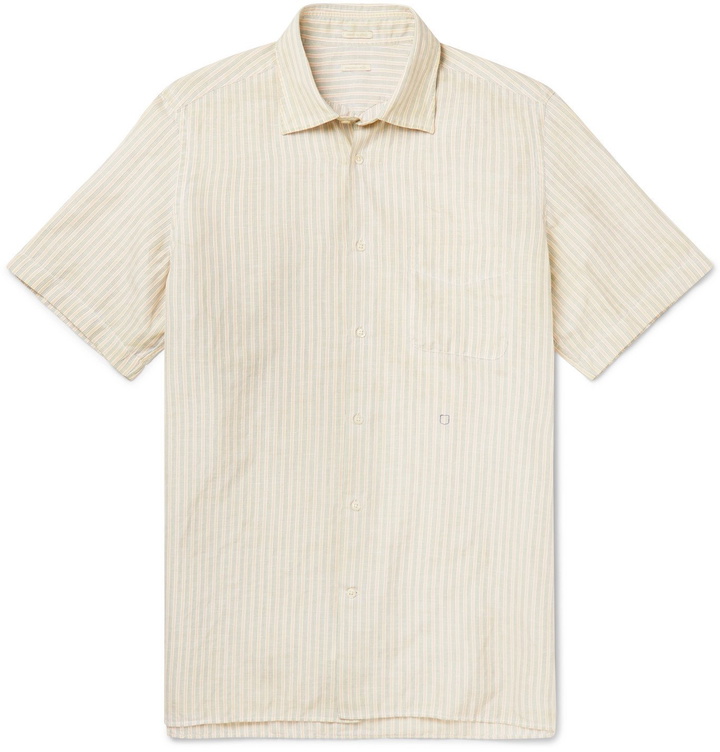 Photo: Massimo Alba - Striped Cotton and Linen-Blend Shirt - Green