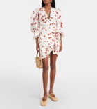 Adriana Degreas Puff-sleeve cotton-blend minidress