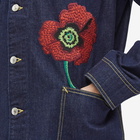 Kenzo Men's Embroidered Poppy Workwear Denim Jacket in Ink