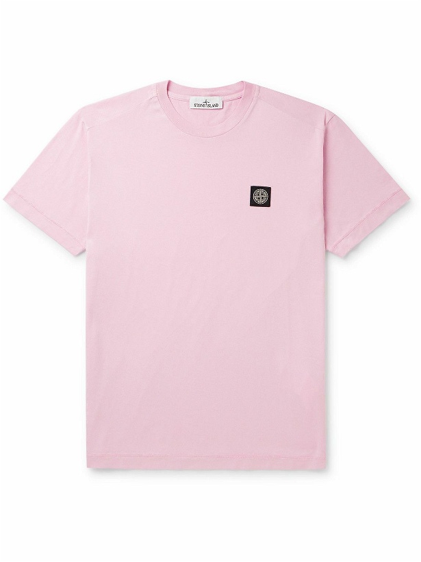 Photo: Stone Island - Logo-Appliquéd Cotton-Jersey T-Shirt - Pink