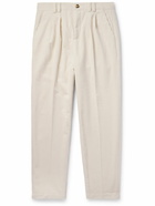 Brunello Cucinelli - Straight-Leg Pleated Cotton-Corduroy Trousers - White