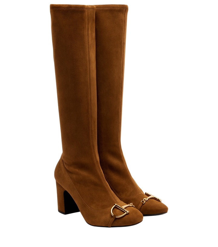 Photo: Gucci Alfa Horsebit 75 suede knee-high boots