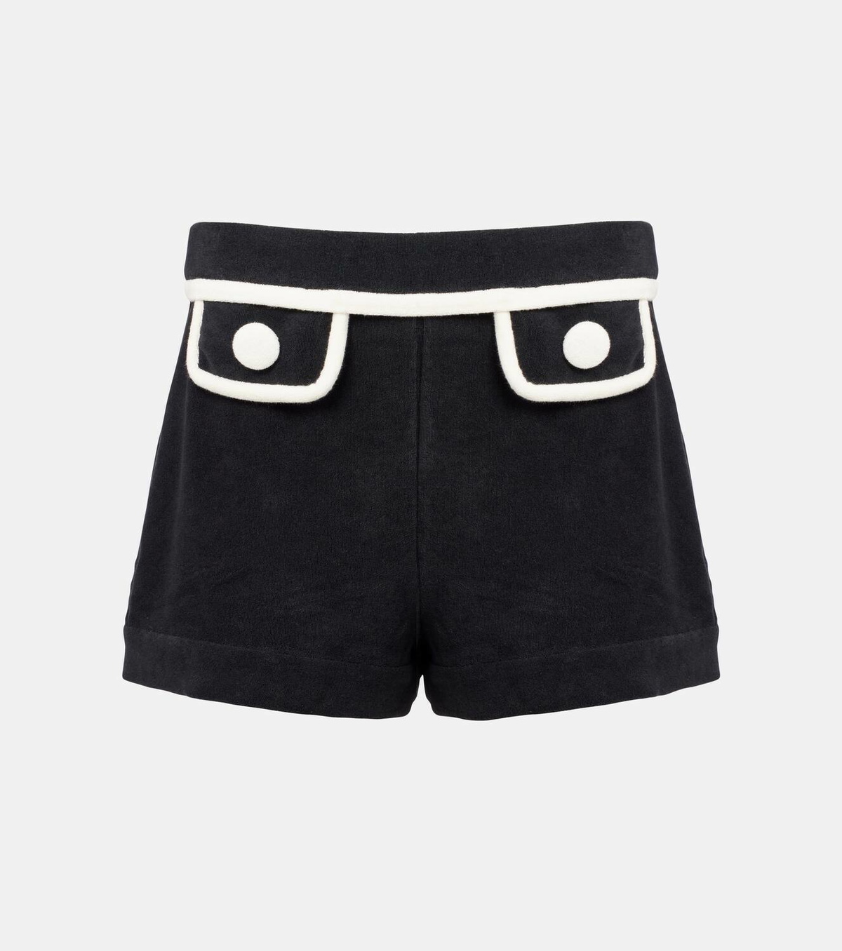 Adriana Degreas High-rise cotton-blend terry shorts