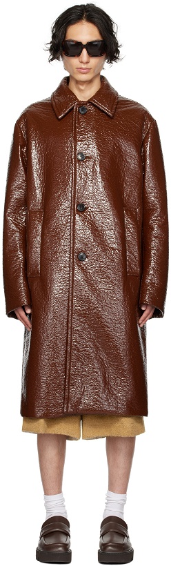 Photo: Dries Van Noten Brown Crinkled Coat