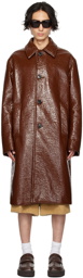 Dries Van Noten Brown Crinkled Coat