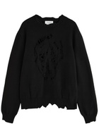 Alexander Mcqueen Distressed Skull Cotton Jumper Black