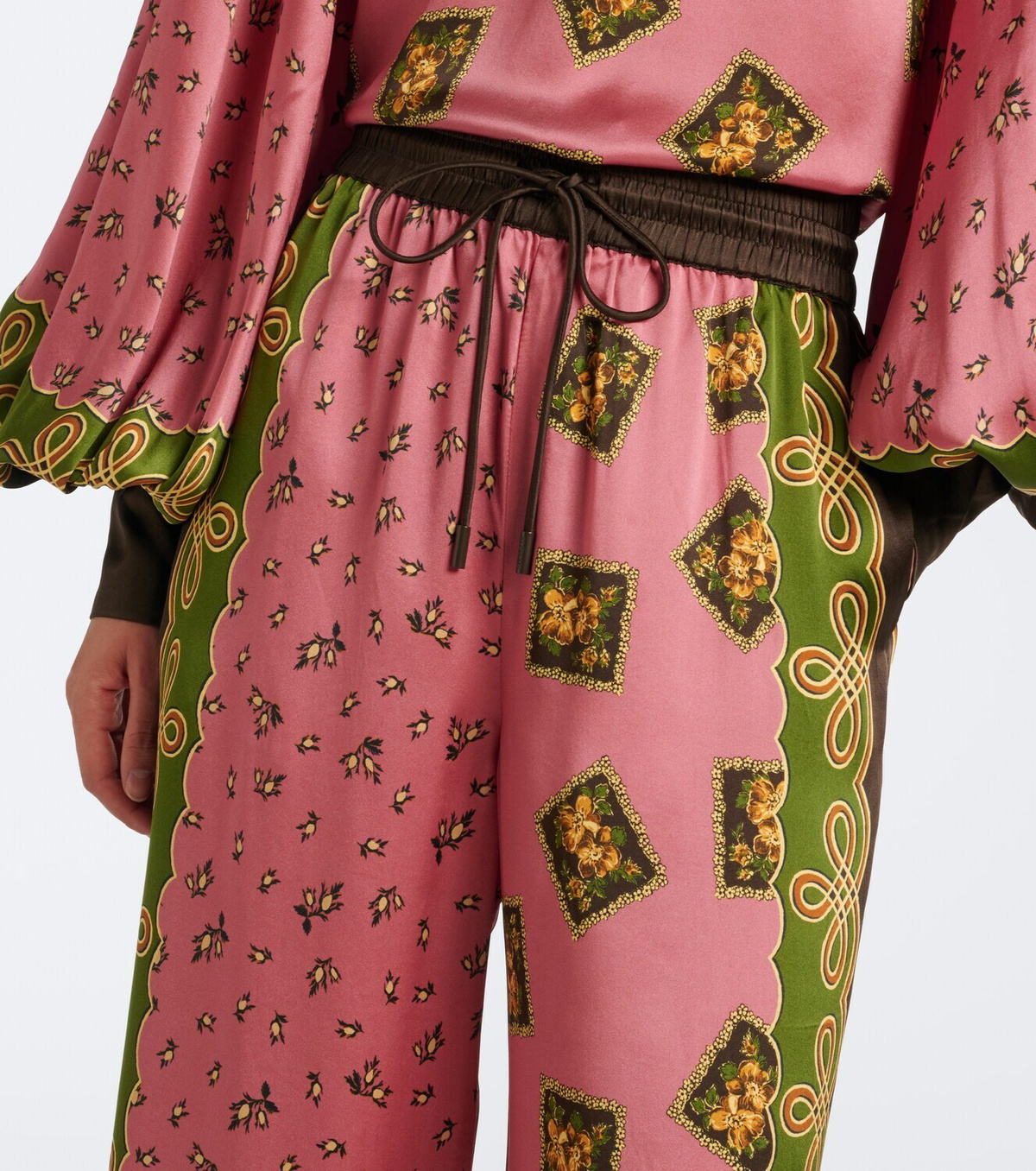 Alémais Lacey printed silk twill palazzo pants