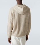 Arch4 Hooded ribbed-knit cashmere zip-up cardigan