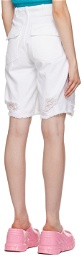 Givenchy White Destroyed Denim Shorts