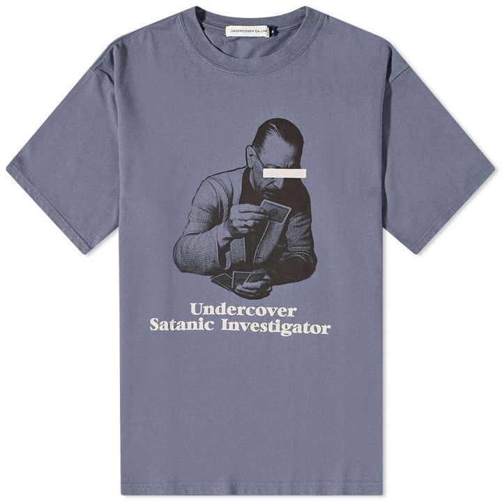 Photo: Undercover Men's Negative Man Logo T-Shirt in BlueGrey