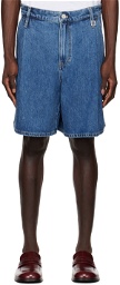 Wooyoungmi Blue Pleated Shorts