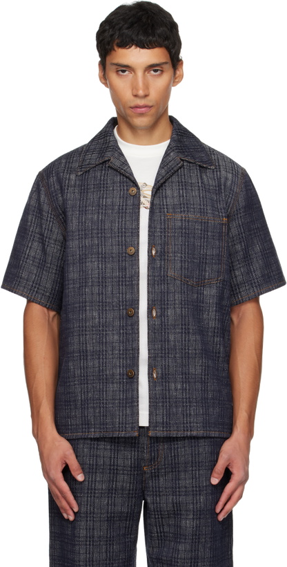 Photo: Burberry Navy Relaxed Fit Check Denim Shirt