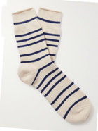 Anonymous Ism - Striped Cotton-Blend Socks - Blue