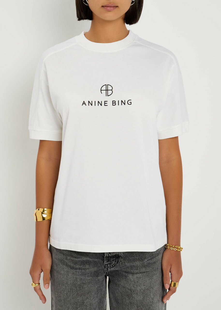 Anine Bing Jaylin Logo Cotton T-shirt White