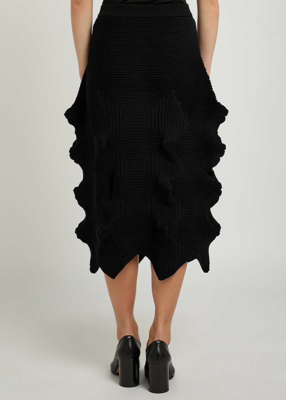 Issey Miyake Sculpted Knit Midi Dress Black