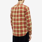 Beams Plus Men's Button Down Check Flannel Shirt in Red