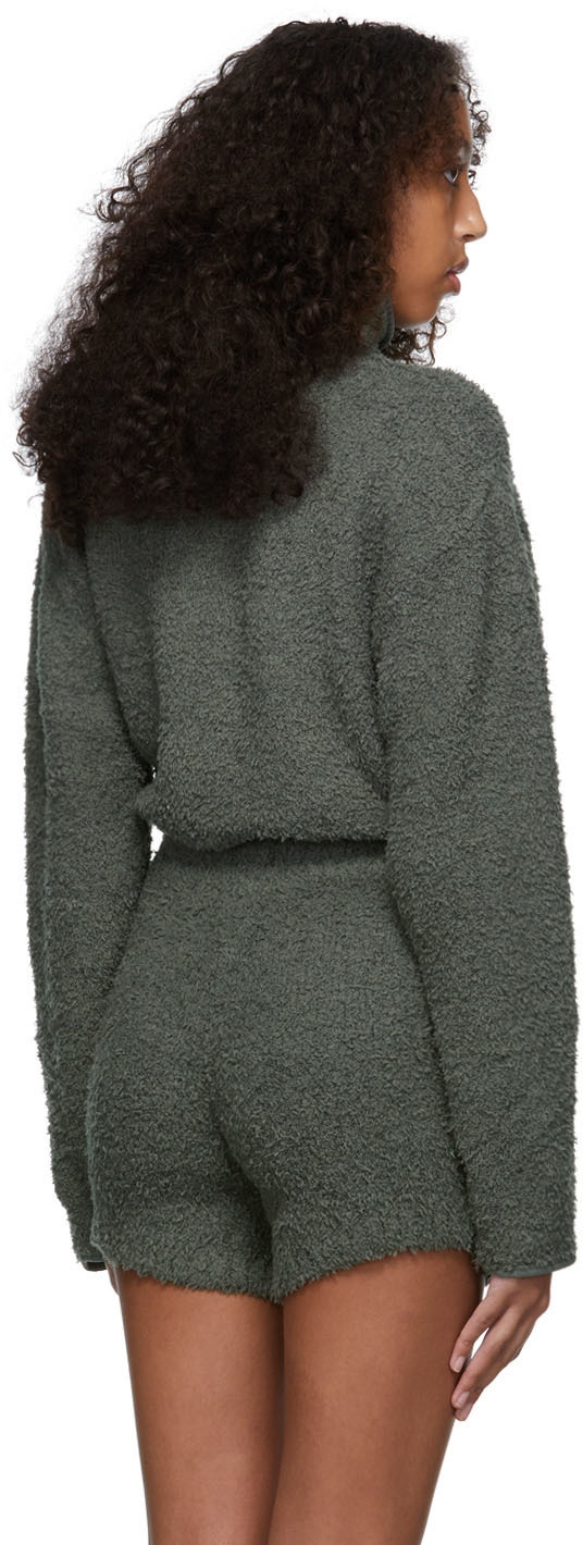 SKIMS Cozy Knit Wrap Top in Smoke Gray Fuzzy Sweater Cropped sz 4X