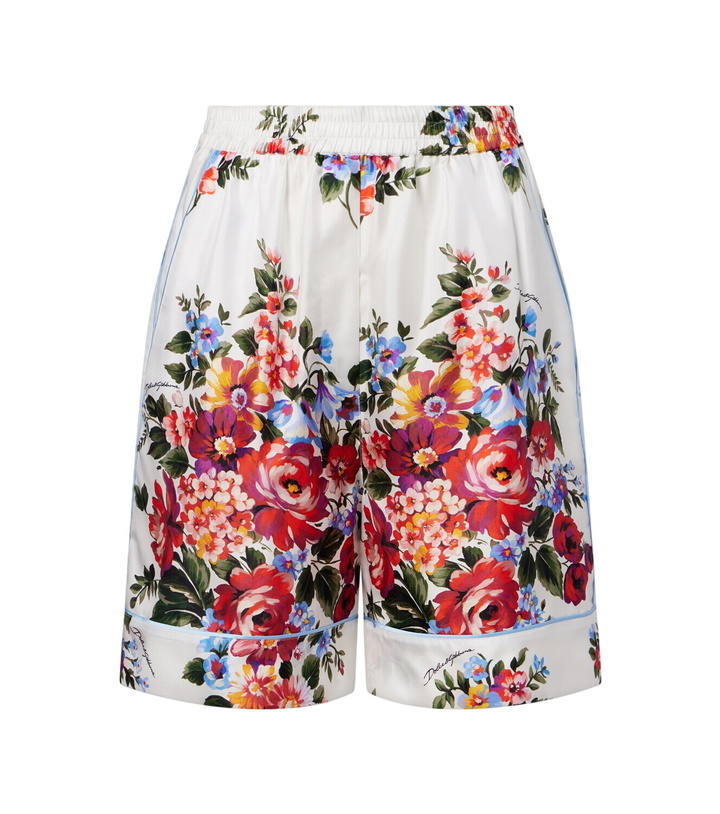 Photo: Dolce&Gabbana Floral silk twill Bermuda shorts