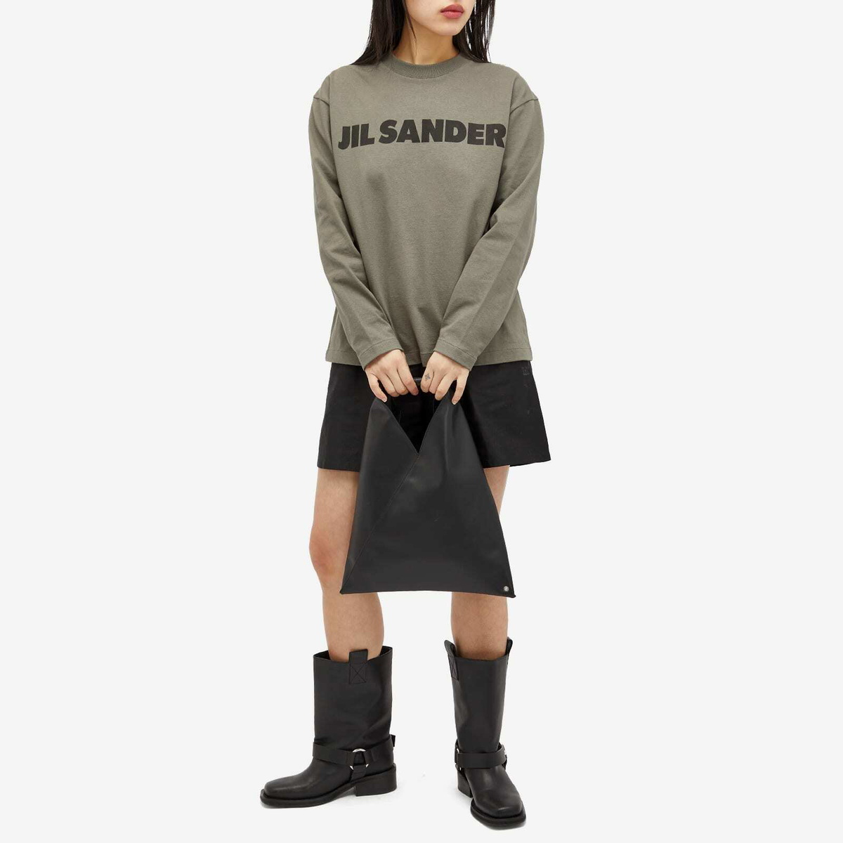Jil Sander Women's Long Sleeve T-Shirt in Thyme Green Jil Sander