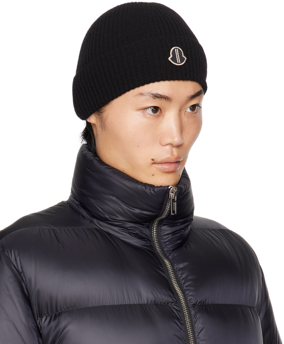 Rick Owens Black Moncler Edition Patch Beanie Rick Owens