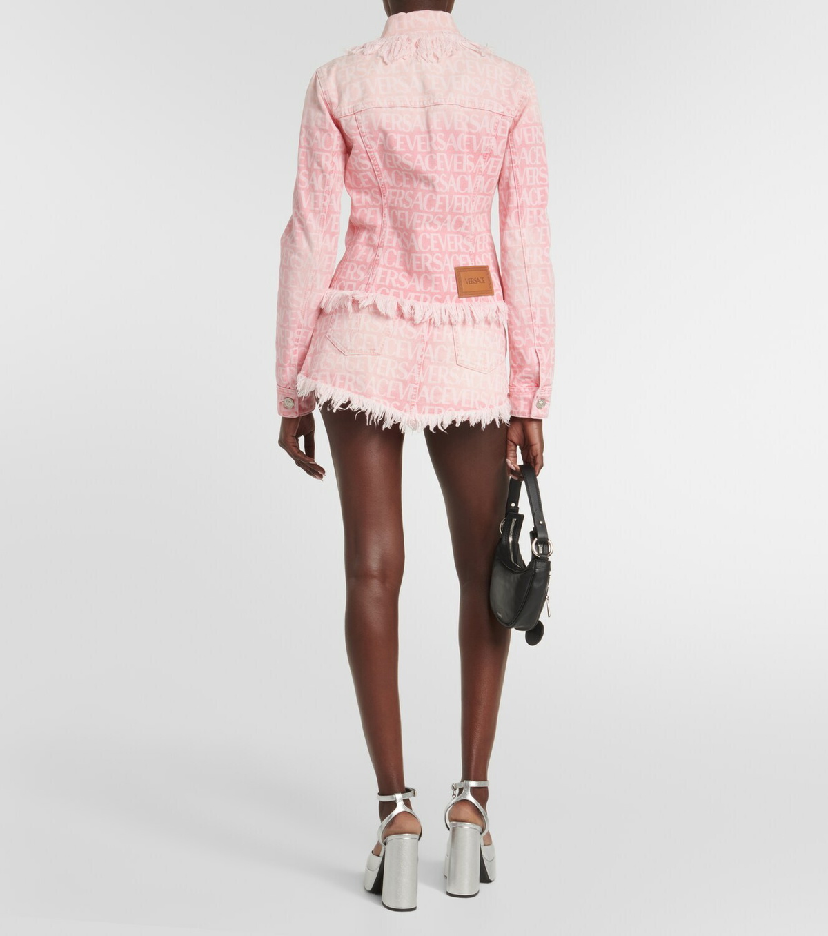 【関税＆送料込み】Versace Pink Cotton Blend Jacket Versace Wool Gabardine Single-Breasted Informal Jacket