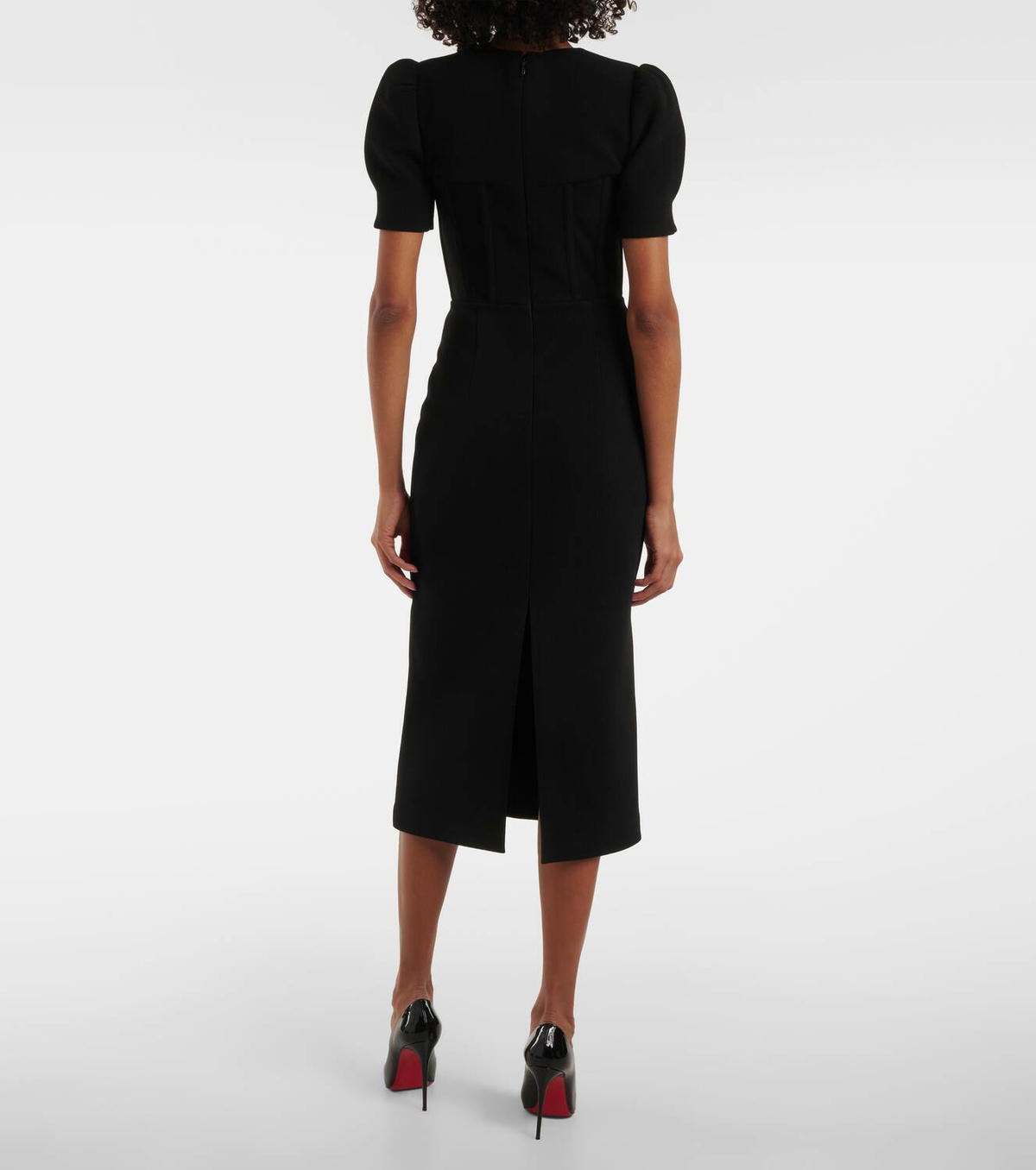 REBECCA VALLANCE ワンピース Elora balloon-sleeve midi 990980 Elora balloon-sleeve midi dress in black - Rebecca Vallance