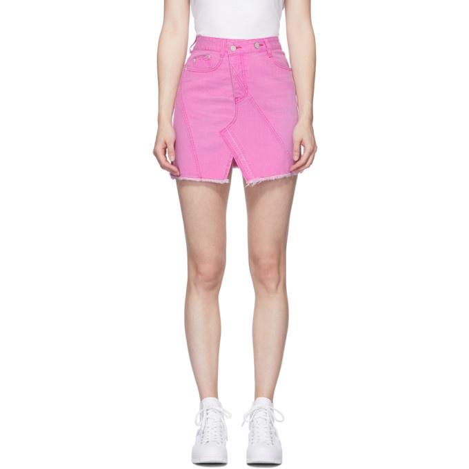 Photo: SJYP Pink Asymmetric Denim Miniskirt