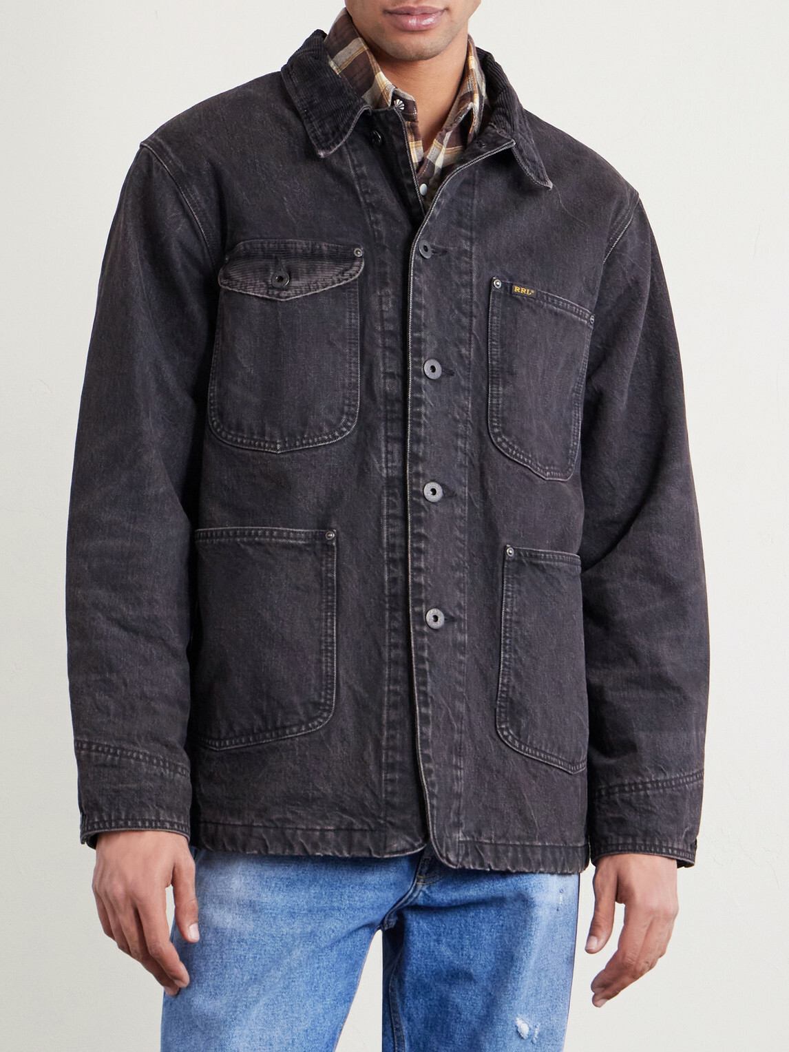RRL - Corduroy-Trimmed Denim Jacket - Black