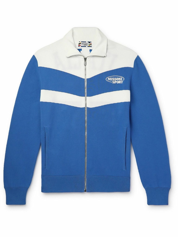 Photo: Missoni - Logo-Embroidered Cotton-Jersey Track Jacket - Blue