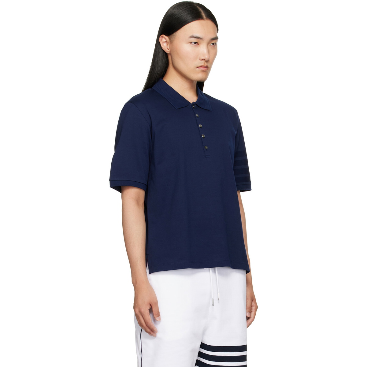 Thom Browne Navy Jersey Ottoman 4-Bar Polo