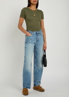 Rag & Bone Ribbed Stretch-cotton T-shirt Dark Green