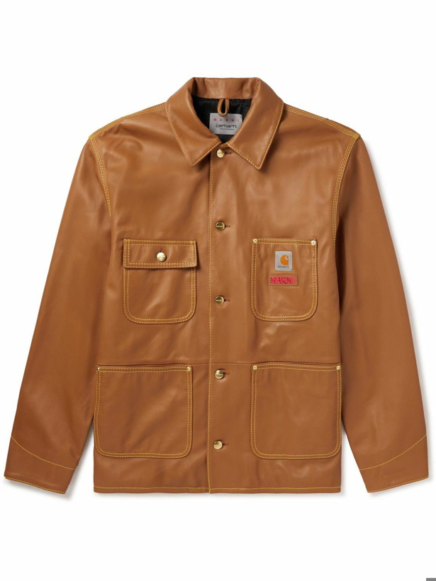 Photo: Marni - Carhartt WIP Leather Jacket - Brown
