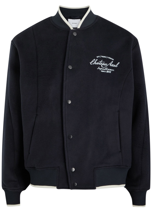 Photo: Axel Arigato Chateau Axel Embroidered Wool-blend Bomber Jacket Navy