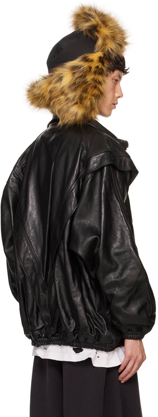doublet Black Leather Track Jacket