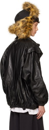 doublet Black Leather Track Jacket