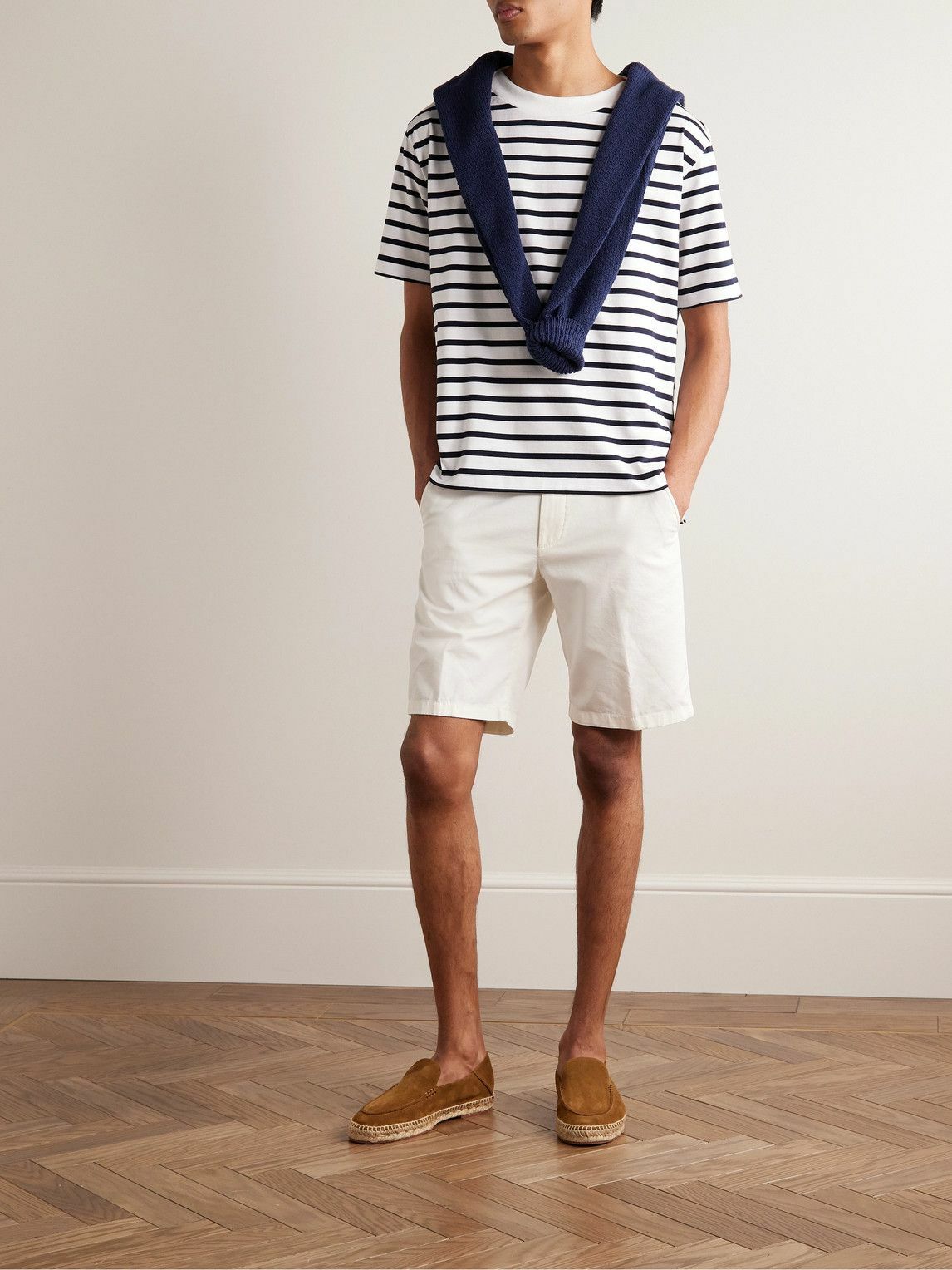Loro Piana - Striped Cotton-Jersey T-Shirt - Blue Loro Piana