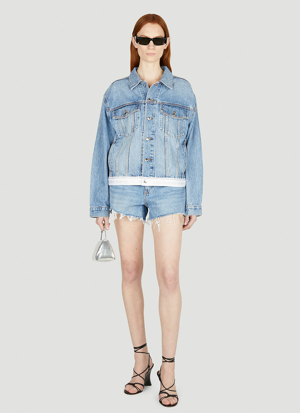 Alexander Wang - Logo Denim Shorts in Blue Alexander Wang