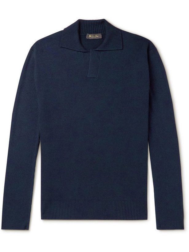 Photo: Loro Piana - Cashmere and Silk-Blend Polo Shirt - Blue