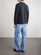 Sacai - Striped Cotton-Jersey T-Shirt - Blue