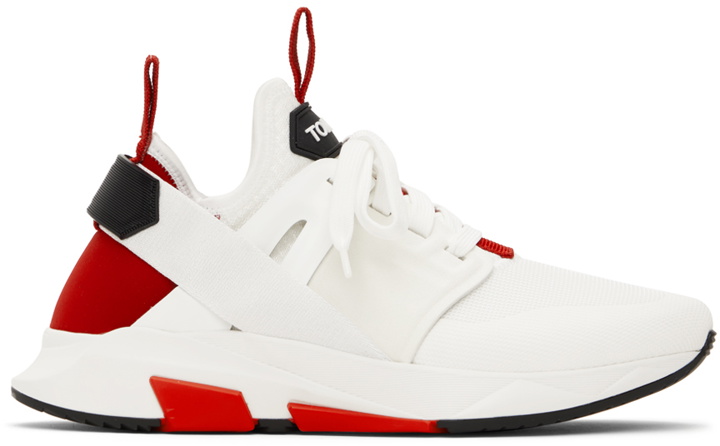 Photo: TOM FORD White & Red Jago Sneakers