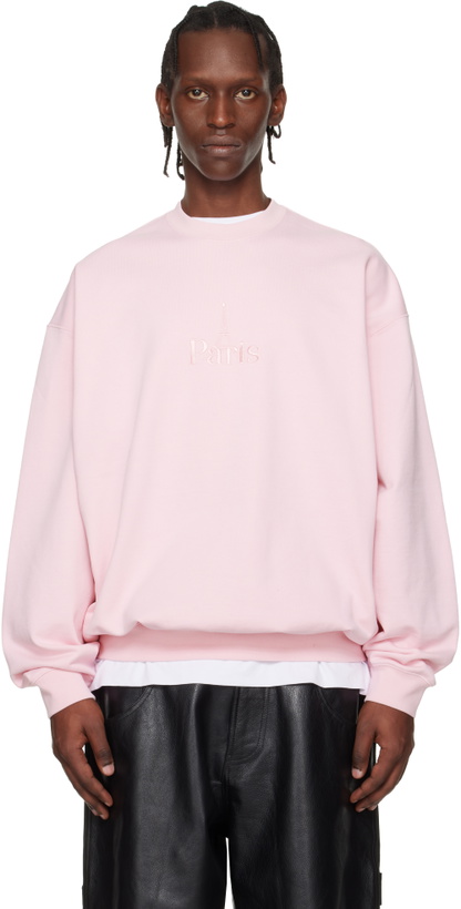 Photo: VETEMENTS Pink 'Paris' Embroidered Sweatshirt