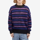 Uniform Experiment Men's Brushed Mohair Border Knit in Blue