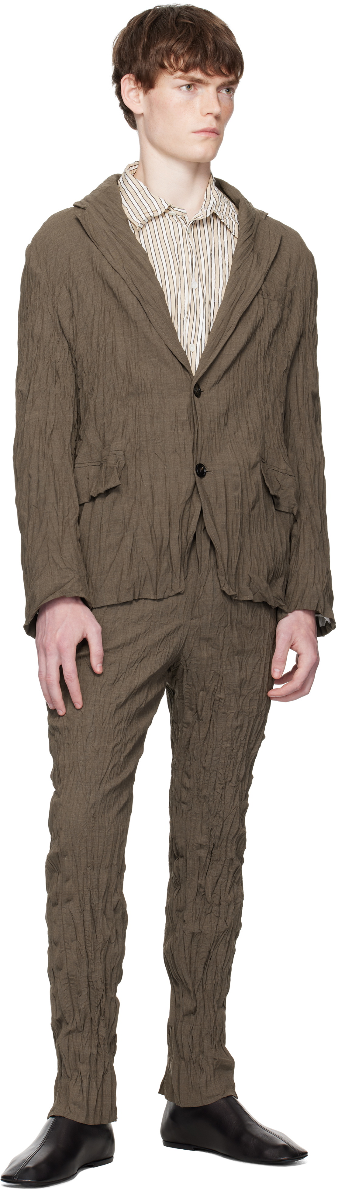 Bottega Veneta Brown Crushed Wool Blazer