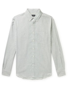 Club Monaco - Slim-Fit Button-Down Collar Striped Cotton-Flannel Shirt - Blue